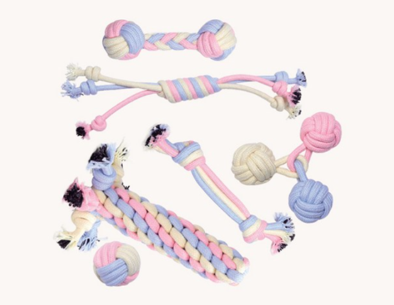 리스펫 강아지 파스텔러버 터그놀이 로프 장난감 6종 세트